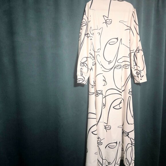 NWT JUMP Barcelona Black & White Abstract Maxi Dress - Size Medium - Picture 3 of 8